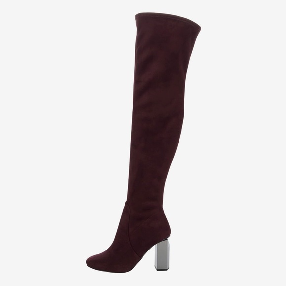 NEW MICHAEL Michael Kors Petra OTK Over-The-Knee Dark Oxblood (Purple) Boot - Picture 2 of 6